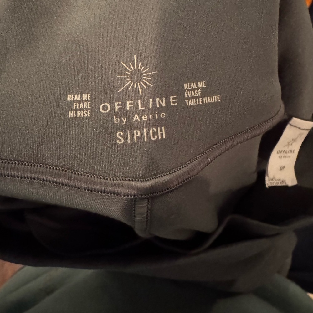 Aerie Offline Dark Sage Green Crossover Real Me Flare Hi Rise - Size S - Picture 7 of 7